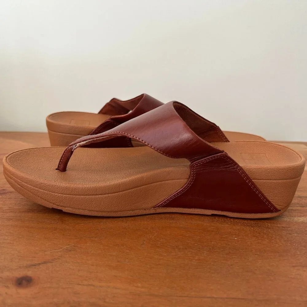 FitFlop Women’s Lulu Leather Toe Post In Cognac Size 6 Summer Sandal Retail $95 - Picture 4 of 6